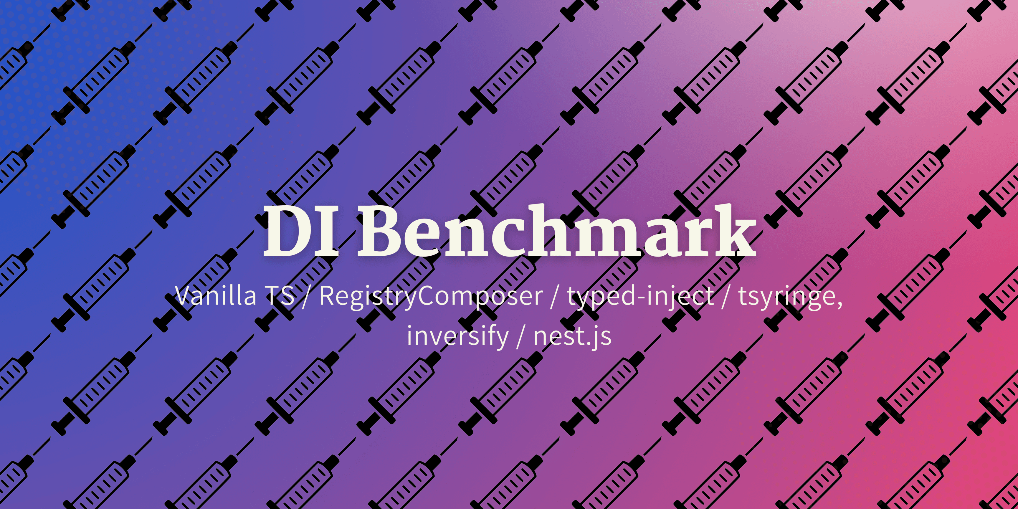 DI Benchmark: Vanilla, RegistryComposer, typed-inject, tsyringe, inversify, nest.js